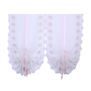 唯美粉色蝴蝶结 成品窗帘卧室气球帘刺绣升降帘提拉帘罗马帘窗纱