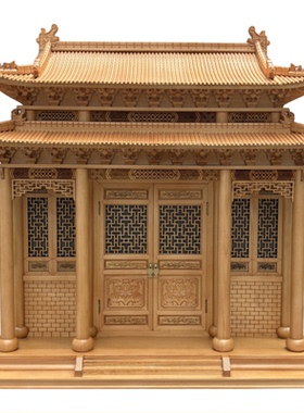 中式木雕古建筑模型重檐歇山摆件可放族谱牌位佛像