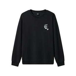 【暗彩金线】卡宾圆领长袖卫衣男装2026春季新款落肩袖宽松套头衫