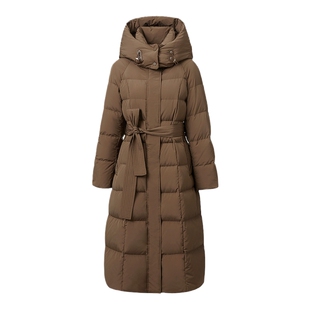 VGRASS维格娜丝长款加厚羽绒大衣新款棕色收腰鸭绒羽绒服女款