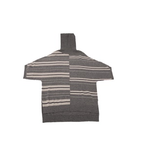 100%羊绒高领套头七分袖彩条樽领套衫