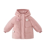 [抗菌锁温]女童冬季棉服小童连帽加绒外套儿童冬装潮宝宝红色棉袄