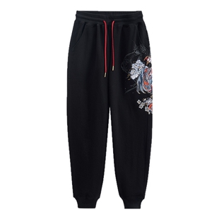 ONIARAI/鬼洗25春夏新百福七彩凤凰刺绣针织男式休闲长裤 25NOB19