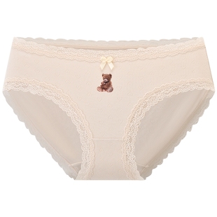 3件129|商场同款MYBODY内裤女棉质底裆性感纯欲蕾丝印花三角裤