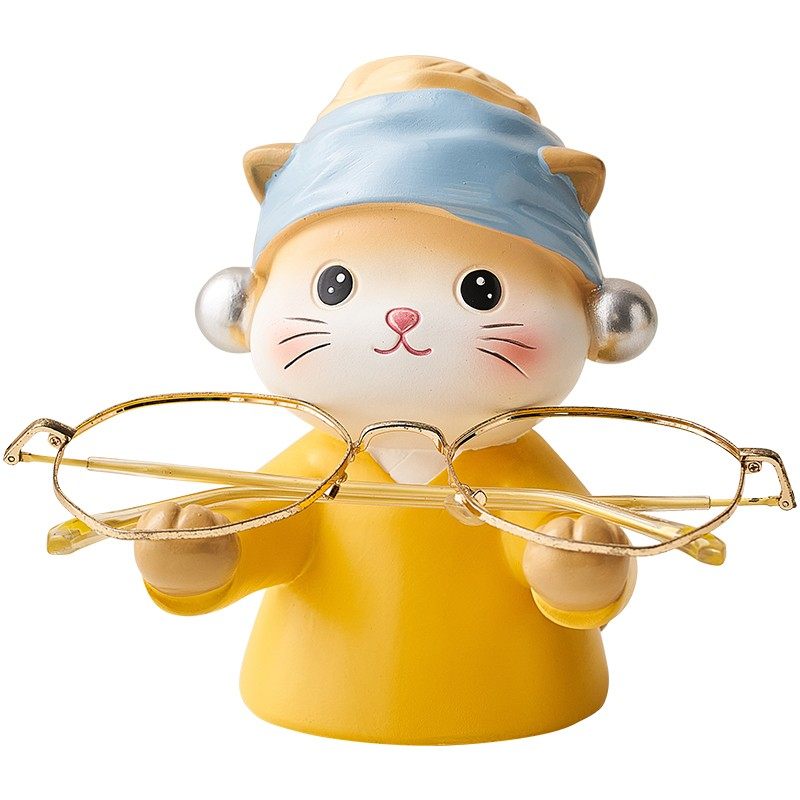 创意猫咪眼镜放置收纳架摆件办公桌面工位好物可爱治愈女生日礼物