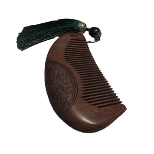 天然黑金丝檀木梳子防静电送女朋友礼物雕花宽齿按摩梳刻字礼盒装