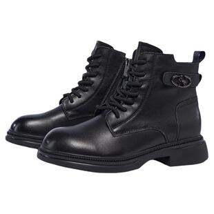 星期六马丁靴冬季新款平跟保暖舒适通勤短筒女靴SSC4116N0C