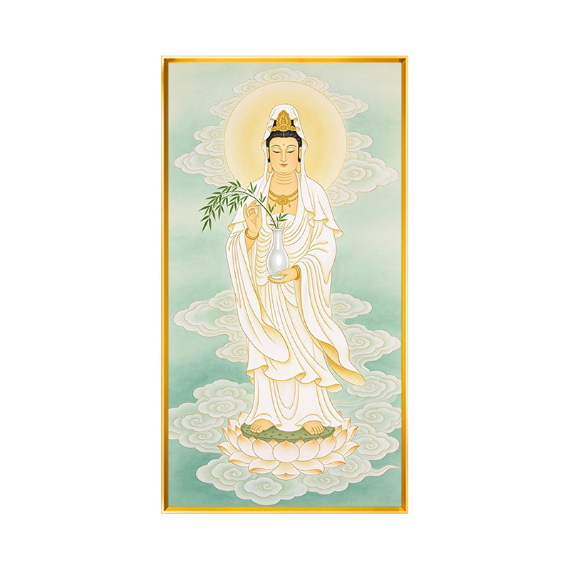 观音菩萨佛像十字绣满绣人物竖版玄关家用精准印花自己手工全绣