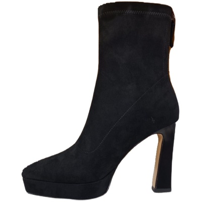 粗高跟防水台短靴磨砂弹力瘦瘦靴