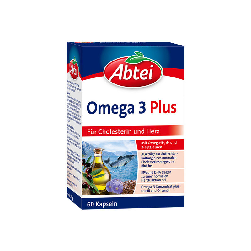 德国Abtei爱普泰鱼油Omega3深海鱼油高浓度胶囊60粒成人官方正品