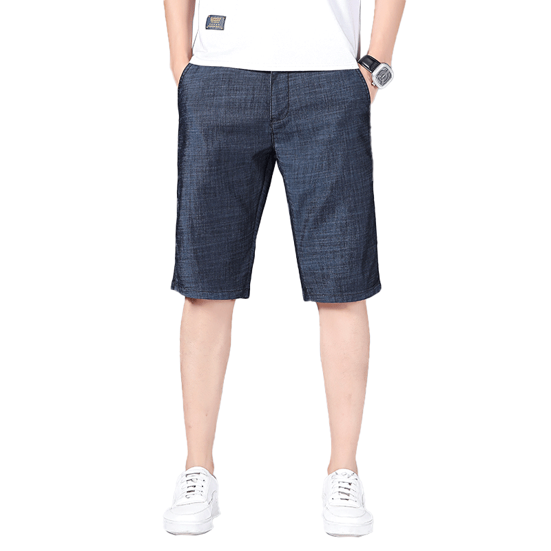 莱赛尔冰丝牛仔短裤男天丝夏季薄款宽松休闲中裤爸爸夏装裤子男裤