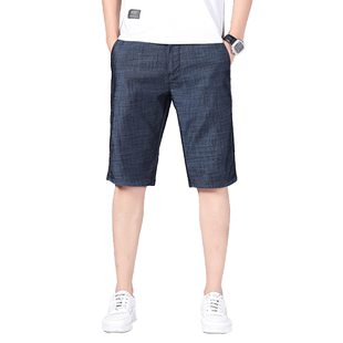 莱赛尔冰丝牛仔短裤男天丝夏季薄款宽松休闲中裤爸爸夏装裤子男裤