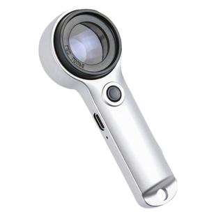 湘奕高清正品60倍放大镜鉴定专用充电款带LED灯老人阅读手持烟酒鉴定专用100电子维修珠宝腰码文玩1000