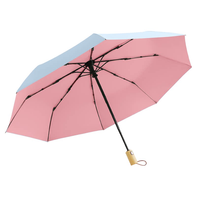 撞色彩胶折叠便携晴雨两用伞女男