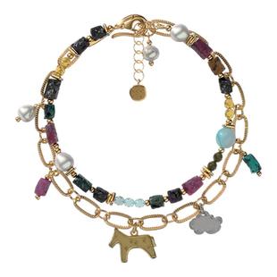 【马踏钱程】GOOGMO天然石碧玺小马手链小众设计高级感叠戴手饰女