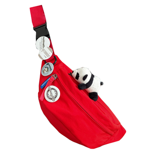 潮牌红色胸包日系ins手机腰包 简约小包包女休闲运动骑行斜挎包男