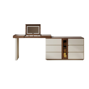 奶油风翻盖梳妆台斗柜一体卧室现代简约化妆桌收纳柜储物房间主卧