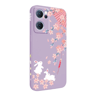 oppoReno7pro手机壳新款Reno7全包镜头reno7SE可爱兔兔卡通液态硅胶超薄防摔保护套OPPO直边个性女5g高级外壳