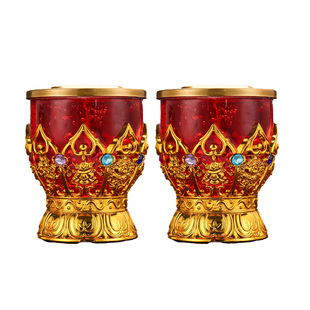 八吉祥无烟水晶蜡烛春节拜神过年供佛结婚乔迁供奉家用红色酥油灯