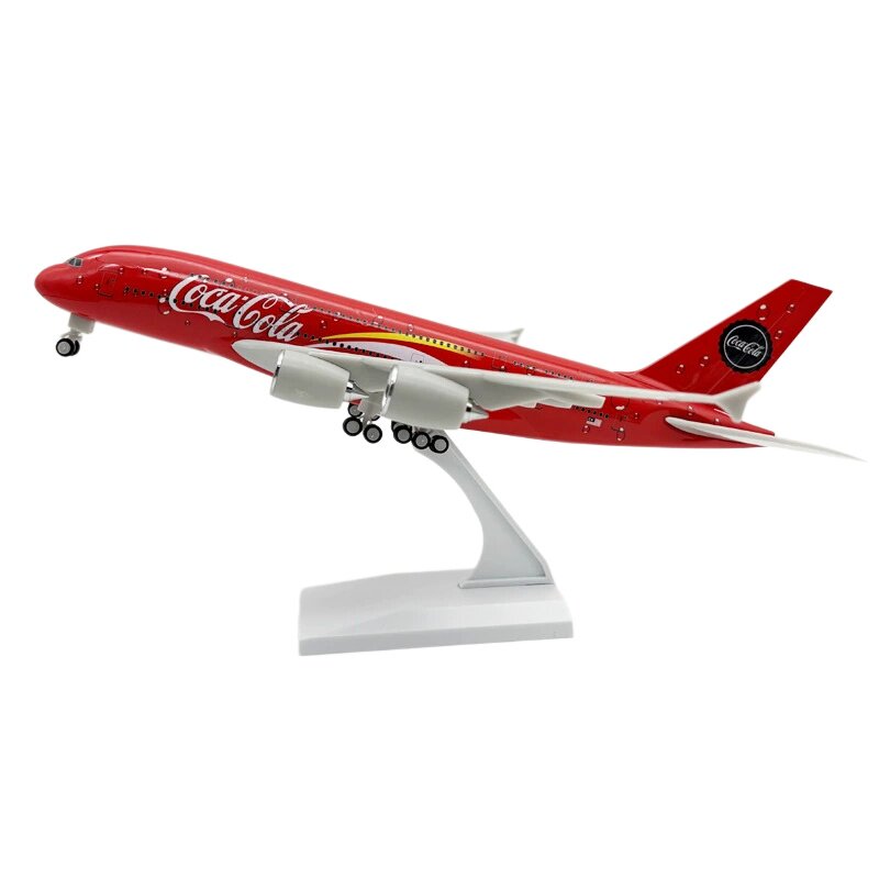 30CM可口可乐A380仿真客机飞机模型树脂实心带起落架摆件礼品玩具