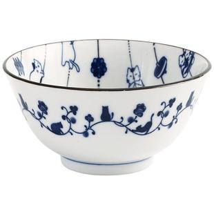 千代源舞猫福帘餐具 猫咪图案陶瓷碗日本进口家用盘子日式吃饭碗