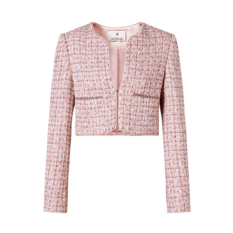 商场同款 摩萨克冬粗花呢法式chic小香风短款外套女