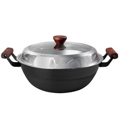 [线下齐发]中帅6代生铁王 大炖锅铸铁加深无涂层燃气电磁炉炒菜锅