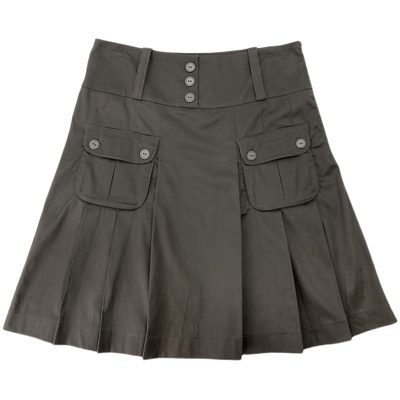 大码｜24夏欧美辣妹工装军旅复古口袋棉弹A字裙半身裙