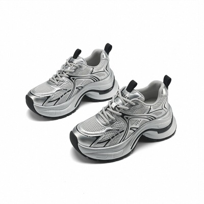 星期六银色厚底增高休闲老爹鞋