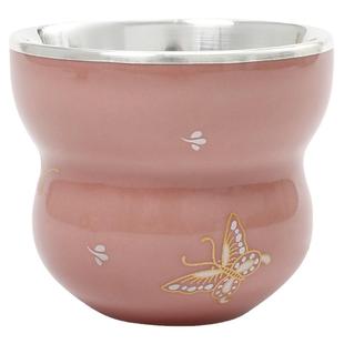 银茶杯纯银999一张打纯手工包银杯主人杯中式家用品茗杯茶缸 花蝶