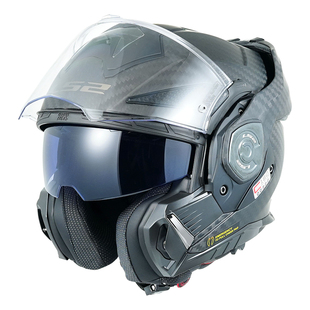 LS2后空翻头盔摩托车全盔双镜片碳纤维揭面盔男四季冬3C认证FF901
