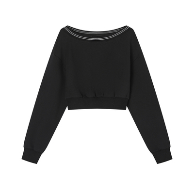 ACMEAURA巨好看的早秋卫衣女2025新款长袖短款女士露肩卫衣外套