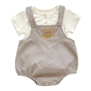 薄款婴幼儿洋气小套装夏季宝宝衣服夏天婴童连体背带裤两件套夏装