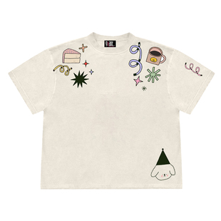 4HEARTS 260克重磅纯棉!创意趣味图案简约ins风休闲设计感短袖