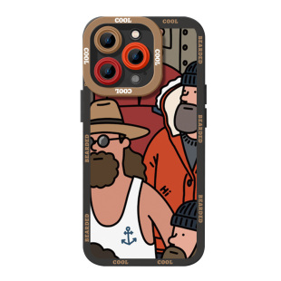 橙色大胡子适用iPhone15手机壳新款14苹果13的保护套12promax欧美风pro防摔11全包x高级感xs液态硅胶xr高端男