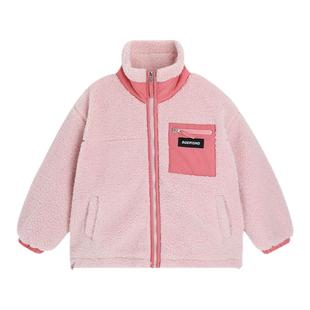 沫沫童装女童秋冬季2025新款羊羔绒加厚毛毛外套儿童加绒宝宝冬装