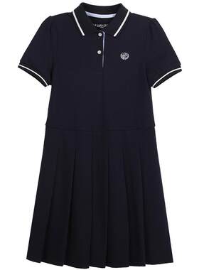 elandkids女童短袖百褶连衣裙
