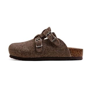 马登羊毛毡穆勒鞋加厚新款男休闲一脚蹬外穿软木底包头半拖鞋