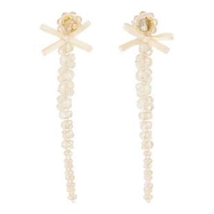 Simone Rocha 小巧蝴蝶结滴耳环 水晶 黄色