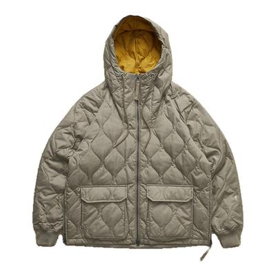 TAION复古绗缝连帽羽绒服夹克