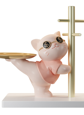 简约招财猫玄关钥匙收纳摆件