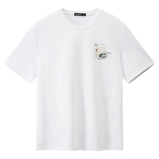 CAISEDI/凯施迪夏季新款男士简约百搭圆领艺术画派图案短袖T恤男