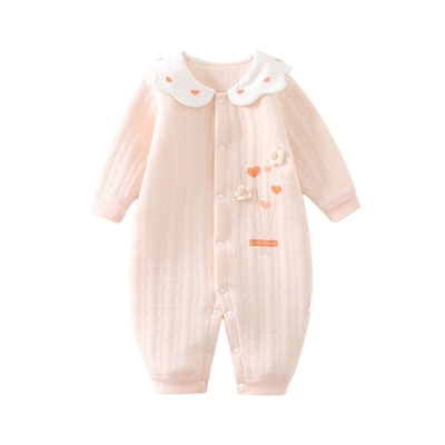 婴儿秋装连体衣外出服新生儿夹棉衣服春秋外穿女宝宝纯棉哈衣秋冬