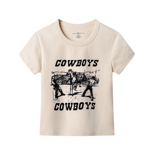 Brandy Girl官网cowboy短款高腰Ins小红书露脐棉bm短袖新款T恤