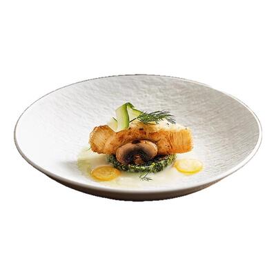 磨砂石纹陶瓷盘子高级感浅盘