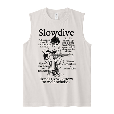 Slowdive乐队美式休闲人像涂鸦夏季纯棉摇滚风坎肩背心无袖T恤