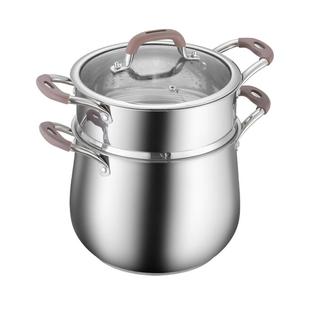 赫巴兹 304加厚不锈钢蒸锅家用蒸笼蒸格煲粥蒸馒头电燃煤通用汤锅