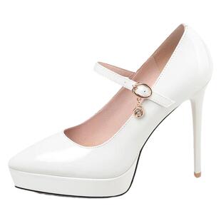 防水台高跟鞋一字扣带玛丽珍鞋2026新款厚底细跟单鞋小码31 32 33