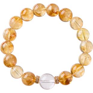 iSTONE/石头记天然招米黄塔晶手串女透亮黄水晶白水晶转运珠手链