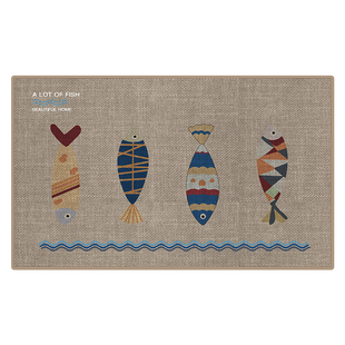 2026新款厨房地垫防滑防油可擦免洗耐脏长条形仿亚麻吸水专用地毯